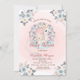 Baby-Rehe Florale Wasserfarbe Baby Shower Einladung
