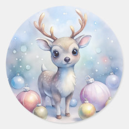 Baby Reindeer Christmas Runder Aufkleber