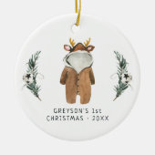 Baby Reindeer | Erste Weihnachtsdekoration des Kin Keramik Ornament (Vorne)