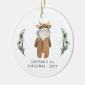 Baby Reindeer | Erste Weihnachtsdekoration des Kin Keramik Ornament (Links)
