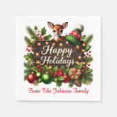 Baby Reindeer Happy Holidays Serviette (Vorderseite)