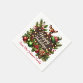 Baby Reindeer Happy Holidays Serviette (Ecke)