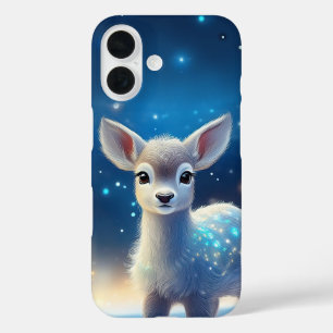 Baby Reindeer Starry Snowy Landscape iPhone 16 Hülle