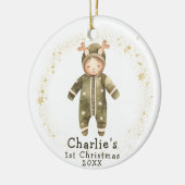 Baby ReindeerJumpsuit Baby's First Christmas Keramik Ornament (Links)