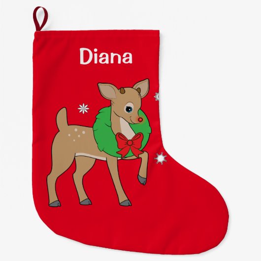 Baby-Ren-WeihnachtsKranz kundengerecht Großer Weihnachtsstrumpf (Vorderseite)