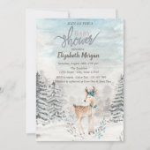 Baby Rentier Forest Snow Baby Dusche Einladung (Vorderseite)