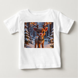 Baby Rentier im Schneewald T-shirt