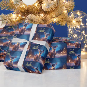 Baby Rentier mit fröhlichen Weihnachtsgrüßen Geschenkpapier