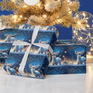 Baby Rentier mit fröhlichen Weihnachtsgrüßen Geschenkpapier