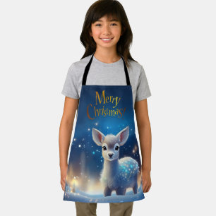 Baby Rentier mit fröhlichen Weihnachtsgrüßen Schürze