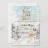 Baby Rentier Pine Tree Forest Baby Shower Einladung (Vorderseite)