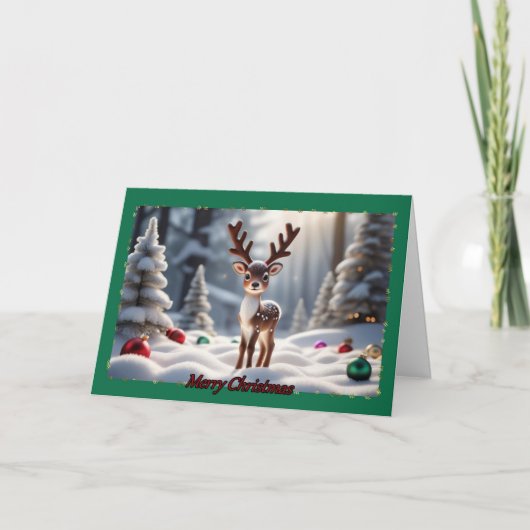 Baby Rentier Weihnachtskarte Karte (Vorderseite)