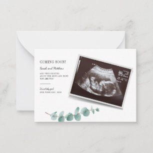 Baby Reveal Eukalyptus Schwangerschaftsankündigung Mitteilungskarte