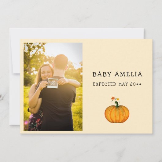 Baby Reveal | Fall Foto Schwangerschaft Ankündigun Ankündigung (Rückseite)