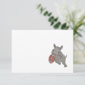 Baby Rhino Football Einfache Note Card Dankeskarte (Stehend Vorderseite)