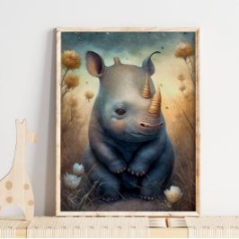 Baby Rhinoceros African | Rhinoceros Wall Print Poster