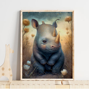 Baby Rhinoceros African Rhinoceros Wall Print Poster