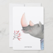 Baby Rhinoceros & Birdies Painted Boy Baby Shower Einladung (Rückseite)