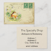 Baby Robin mit Violetten Visitenkarte (Vorne/Hinten)