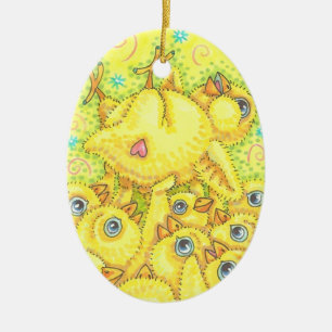 BABY ROCKER CHICK, SPRING MOSH PIT ORNAval Oval Keramikornament