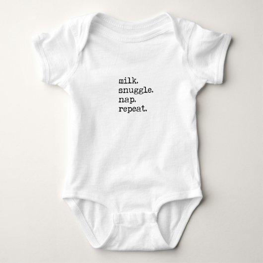 Baby Romper - Milk, Snuggle, Nap, Repeat Baby Strampler (Vorderseite)