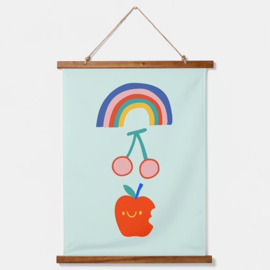 Baby Room Apple Rainbow Colorful Kinderzimmer Wandteppich Mit Holzrahmen (Vorderseite)