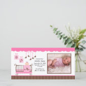Baby Room Girl FOTO Geburtsankündigung Ankündigung (Stehend Vorderseite)