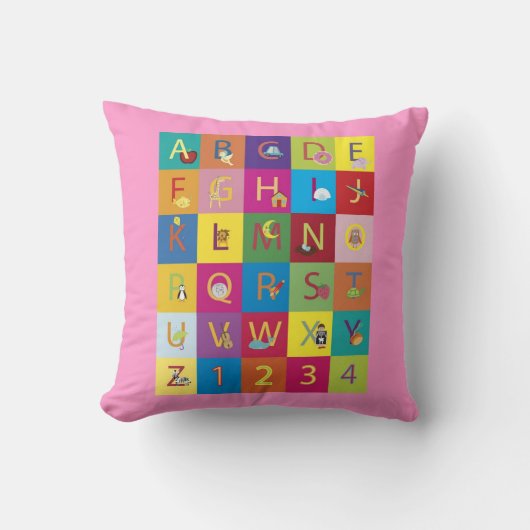 Baby-rosa Alphabet-Kissen Kissen (Vorderseite)