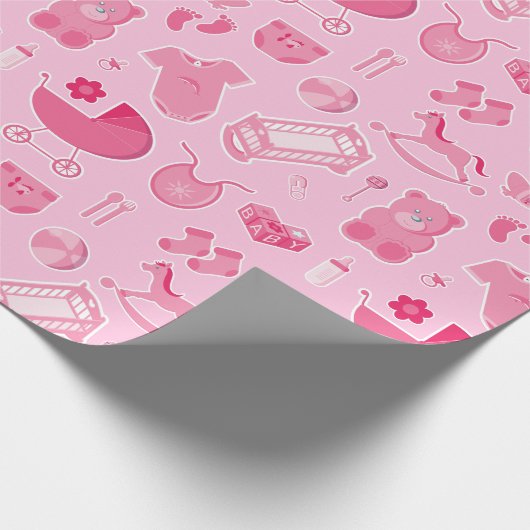Baby-rosa Collage Geschenkpapier (Ecke)