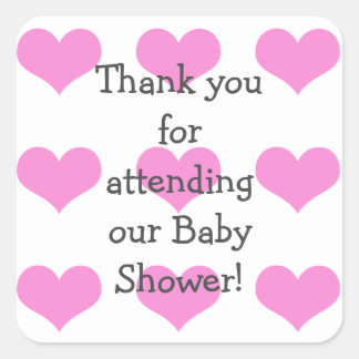 Baby-Rosa-Danke-für-Baby-Party-Aufkleber Quadratischer Aufkleber