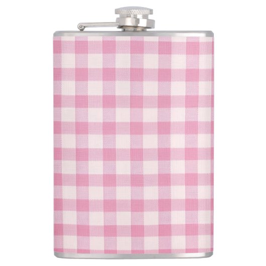 Baby Rosa Gingham-Muster Flachmann (Vorderseite)