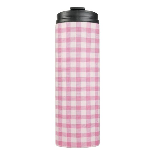 Baby Rosa Gingham-Muster Thermosbecher (Vorderseite)