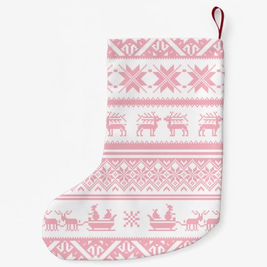 Baby-rosa hässliche Weihnachtsstrickjacke - Ihr Kleiner Weihnachtsstrumpf (Rückseite)