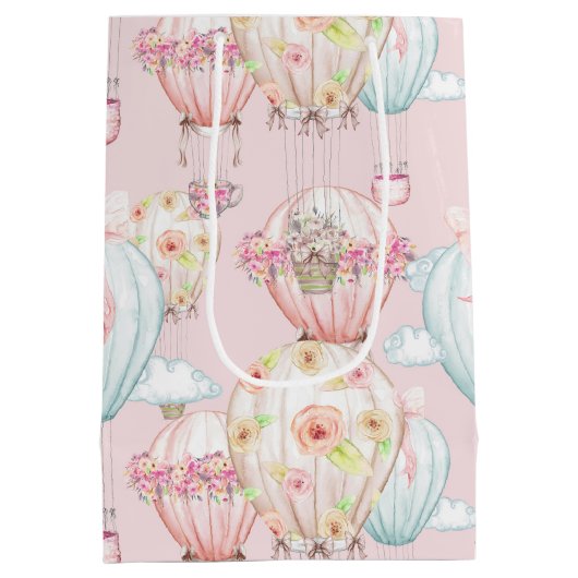 Baby-Rosa-Heißluft steigt große Geschenk-Tasche im Mittlere Geschenktüte (Rückseite)