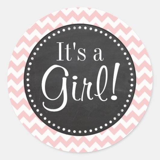 Baby rosa, hellrosa Zickzack Streifen; Skihütte Runder Aufkleber (Vorderseite)