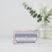 Baby-Rosa-schneidige Damast-Mode/Innenarchitektur Visitenkarte (Stehend Vorderseite)