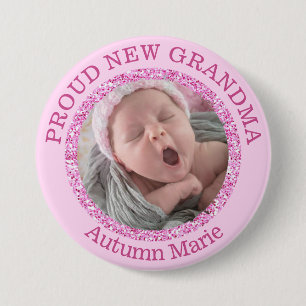 Baby-rosa stolzer Großmutter-Knopf Button
