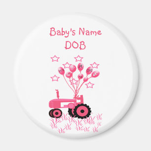 Baby-Rosa-Traktor mit Ballon-Magneten Magnet