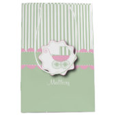 Baby-Rosa-und Grün-Buggy - Baby-Mädchen-Dusche Mittlere Geschenktüte (Vorderseite)