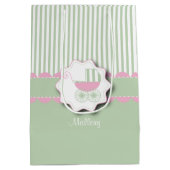 Baby-Rosa-und Grün-Buggy - Baby-Mädchen-Dusche Mittlere Geschenktüte (Rückseite)