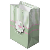 Baby-Rosa-und Grün-Buggy - Baby-Mädchen-Dusche Mittlere Geschenktüte (Rückseite Schrägansicht)