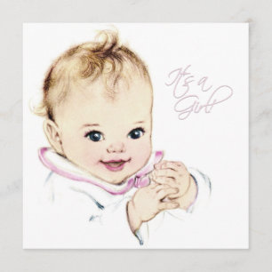 Baby-Rosa Vintage-Baby-Mädchen-Party Einladung