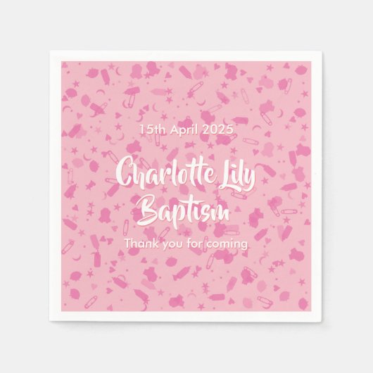 Baby-Rosaconfetti-Taufe-Taufe Serviette (Vorderseite)