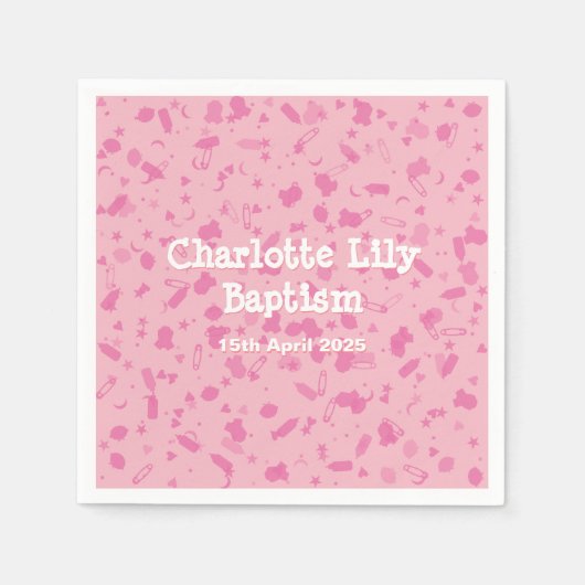 Baby-Rosaconfetti-Taufe-Taufe Serviette (Vorderseite)