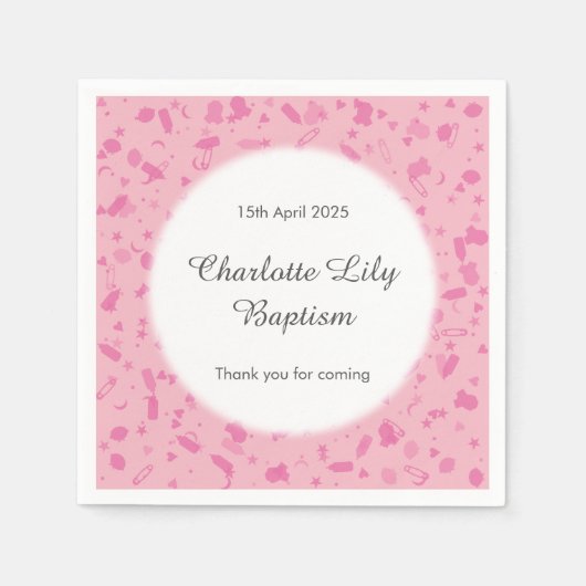 Baby-Rosaconfetti-Taufe-Taufe Serviette (Vorderseite)
