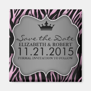 Baby-RosaUntamed Zebra-Druck Save the Date Magnet