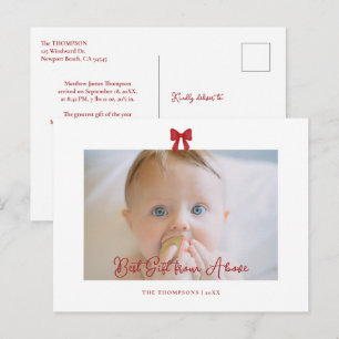 Baby roter Bogen modern minimalist Foto Weihnachte Feiertagspostkarte
