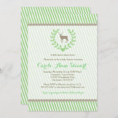 Baby-Rotwild-Babyparty-Einladung - grüne neutrale Einladung (Vorne/Hinten)