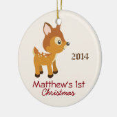 Baby-Rotwild-erste Weihnachtsverzierung Keramik Ornament (Links)
