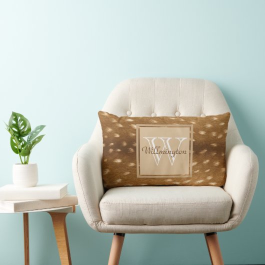 Baby-Rotwild-Kitz-Pelz-personalisierter Name Lendenkissen (Stuhl )